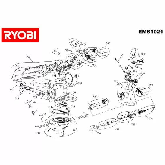 Ryobi EMS1021 Spare Parts List Type: 5133000235